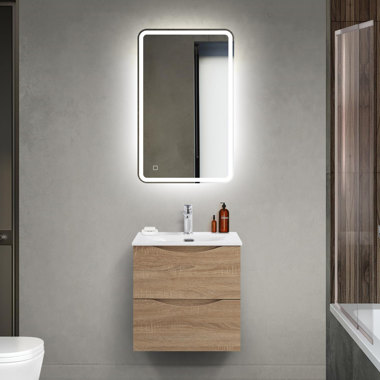 

Мебель для ванной комнаты BelBagno Marino-cer-mini 50 подвесная, rovere bianco