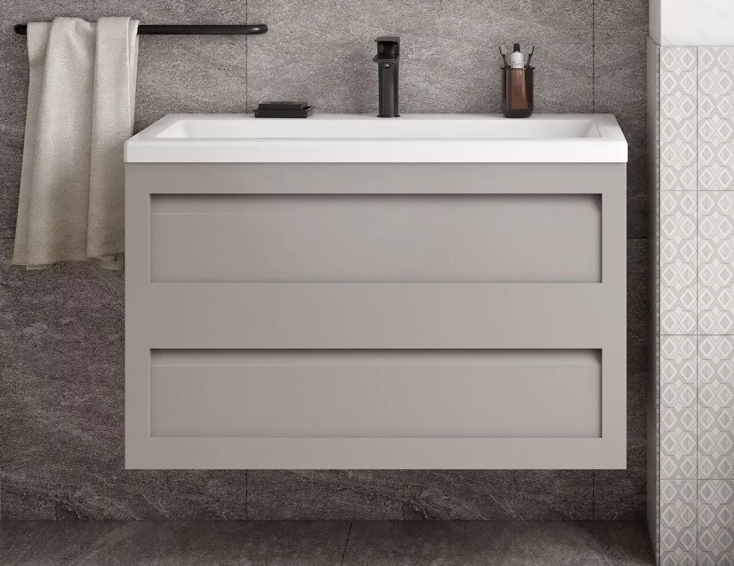 Тумба под раковину Art ampMax Platino 90 подвесная светло-серая матовая 47090₽