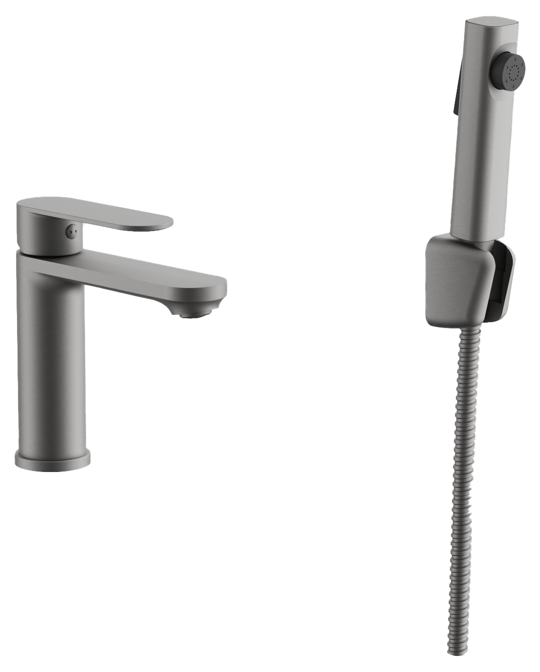 

Комплект для раковины BELZ B713 B12713-3 с гигиеническим душем, оружейная сталь