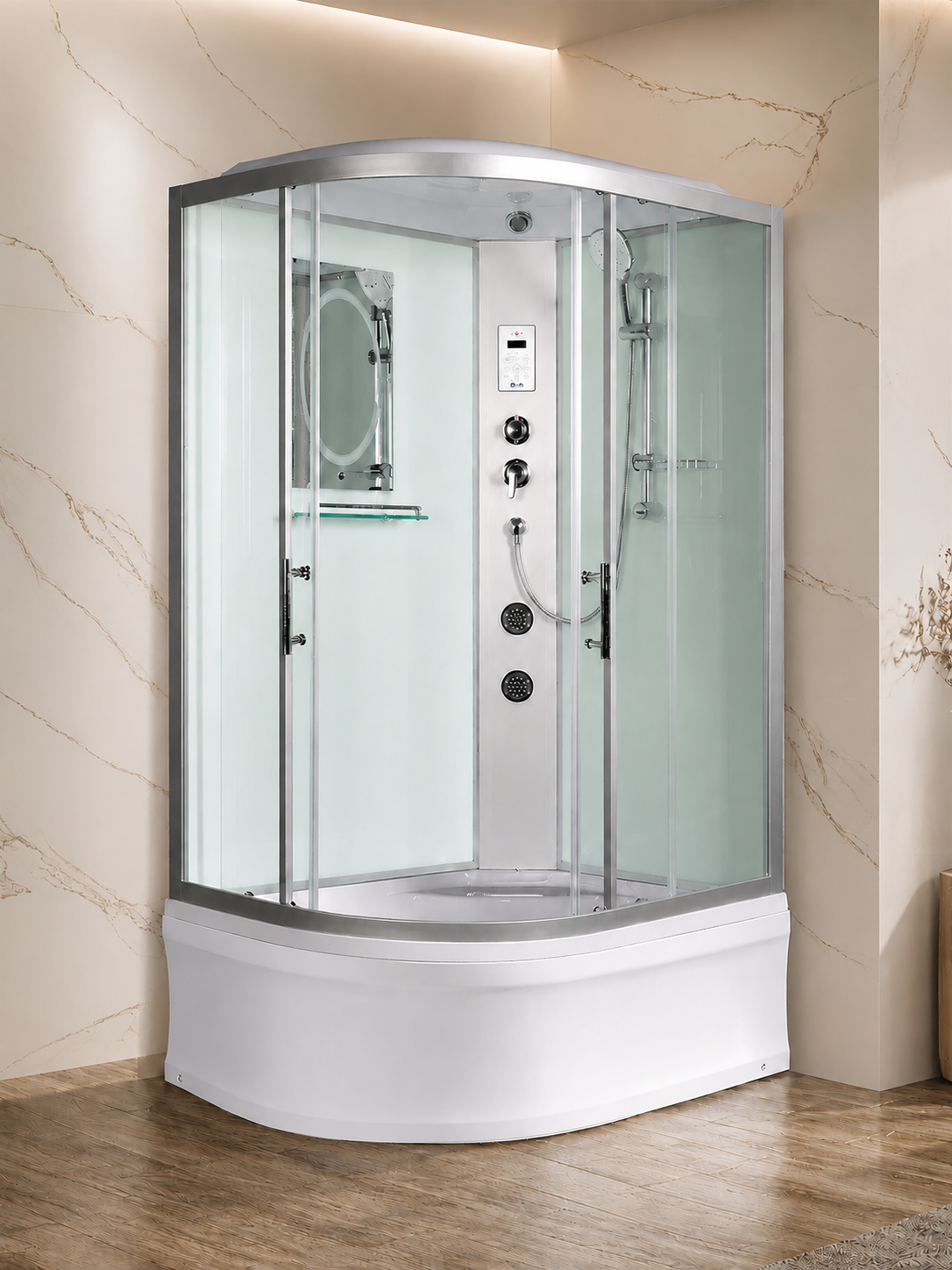 Душевая кабина WeltWasser WW500 Halle 1204 120x90 R 10000003315 с гидромассажем, профиль хром, стекло прозрачное