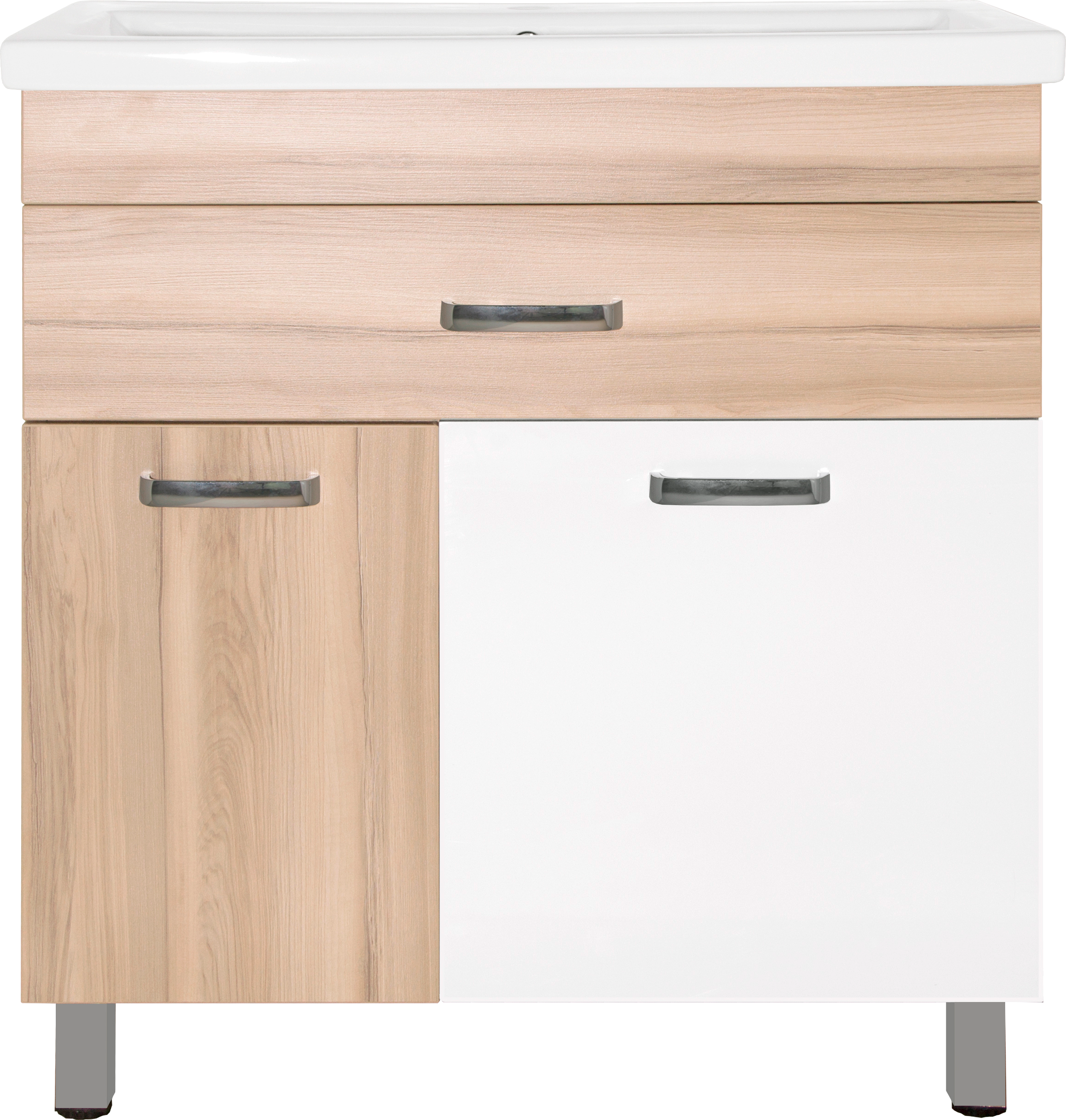 

Тумба с раковиной Style Line Ориноко 80 с бельевой корзиной, белая, ориноко