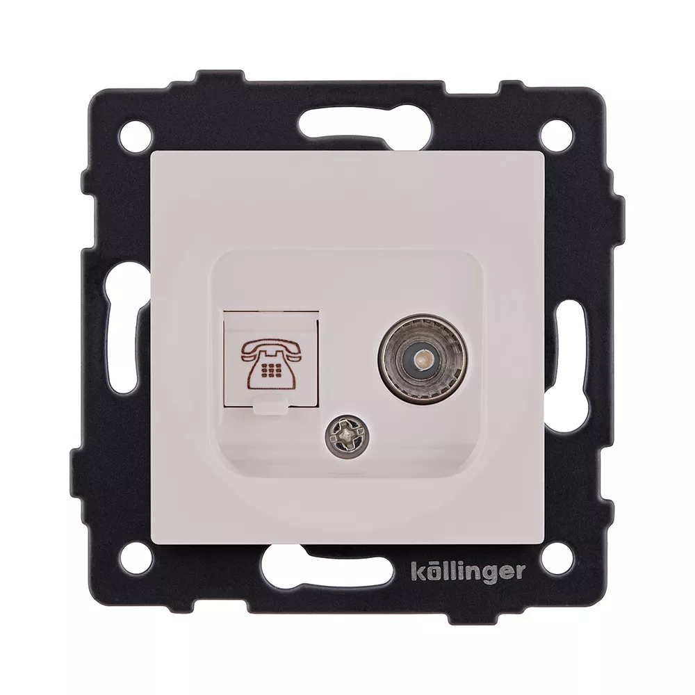 

Розетка двойная TV (мама) + телефонная розетка RJ11, кашемир матовый Kollinger REA-013CM для Aspekt, Eleganz, Reflex