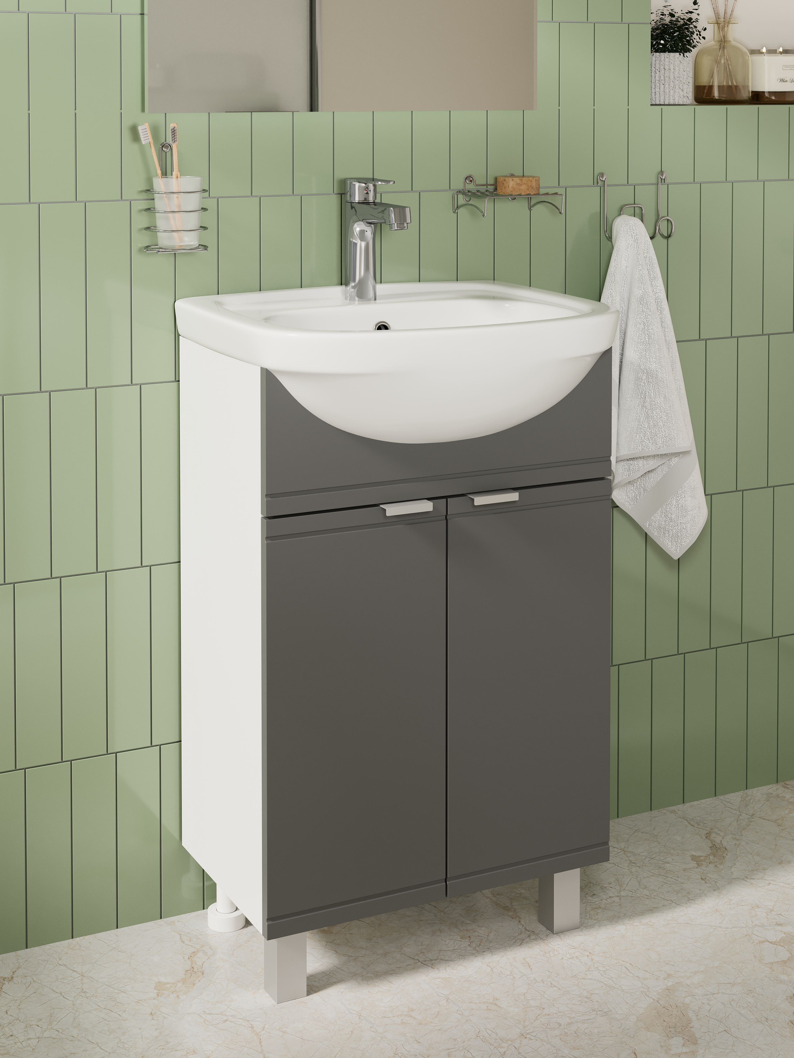 

Тумба с раковиной DIWO Дмитров 60 напольная, графит