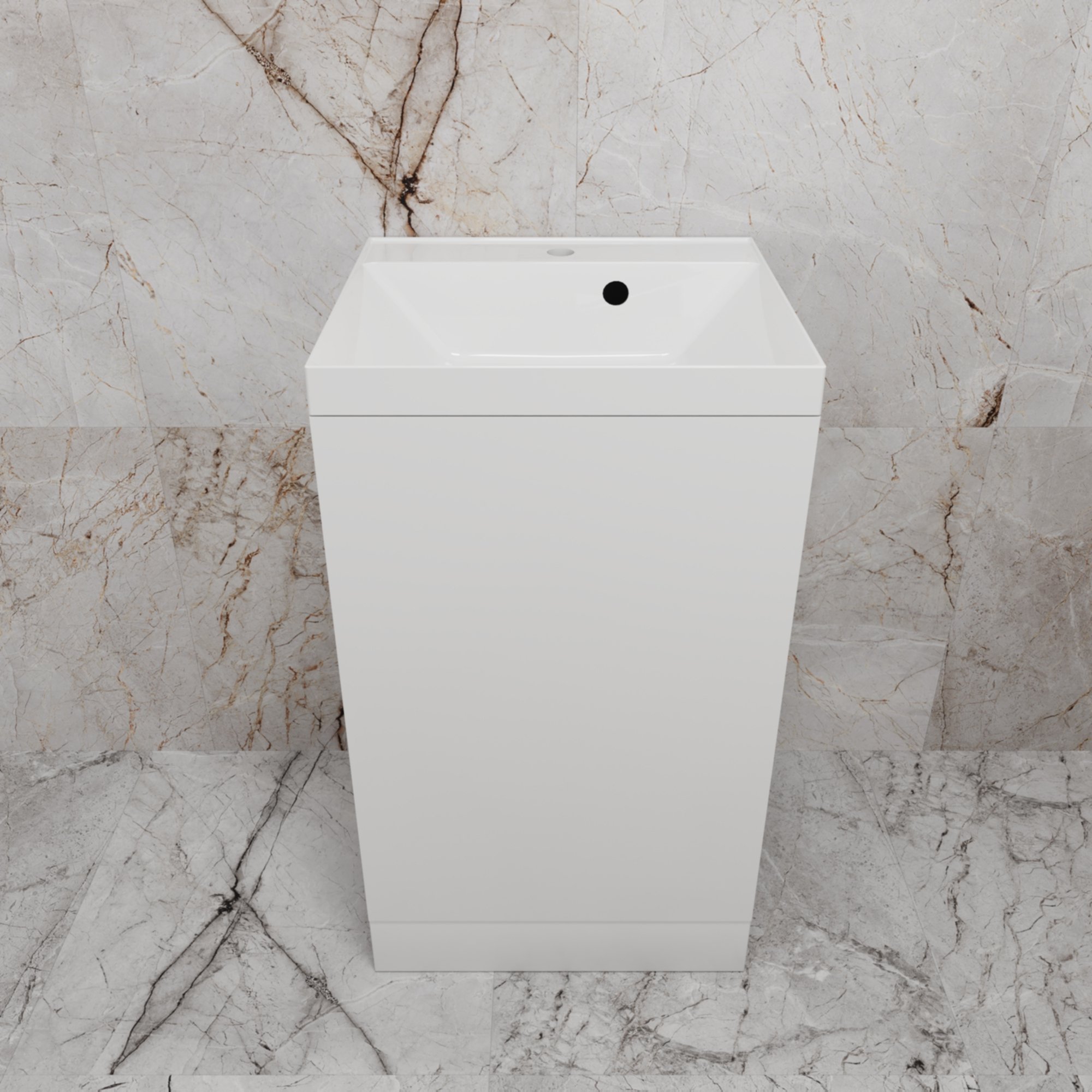 

Тумба под раковину без столешницы Style Line Моно 50 напольная, белый глянец