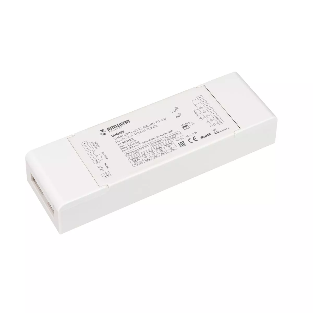 

Диммер Arlight SMART-PWM-105-72-RGB-MIX-PD-SUF (12-48V, 5x6A, TUYA Wi-Fi, 2.4G) (IARL, IP20 Пластик) 037265(1)