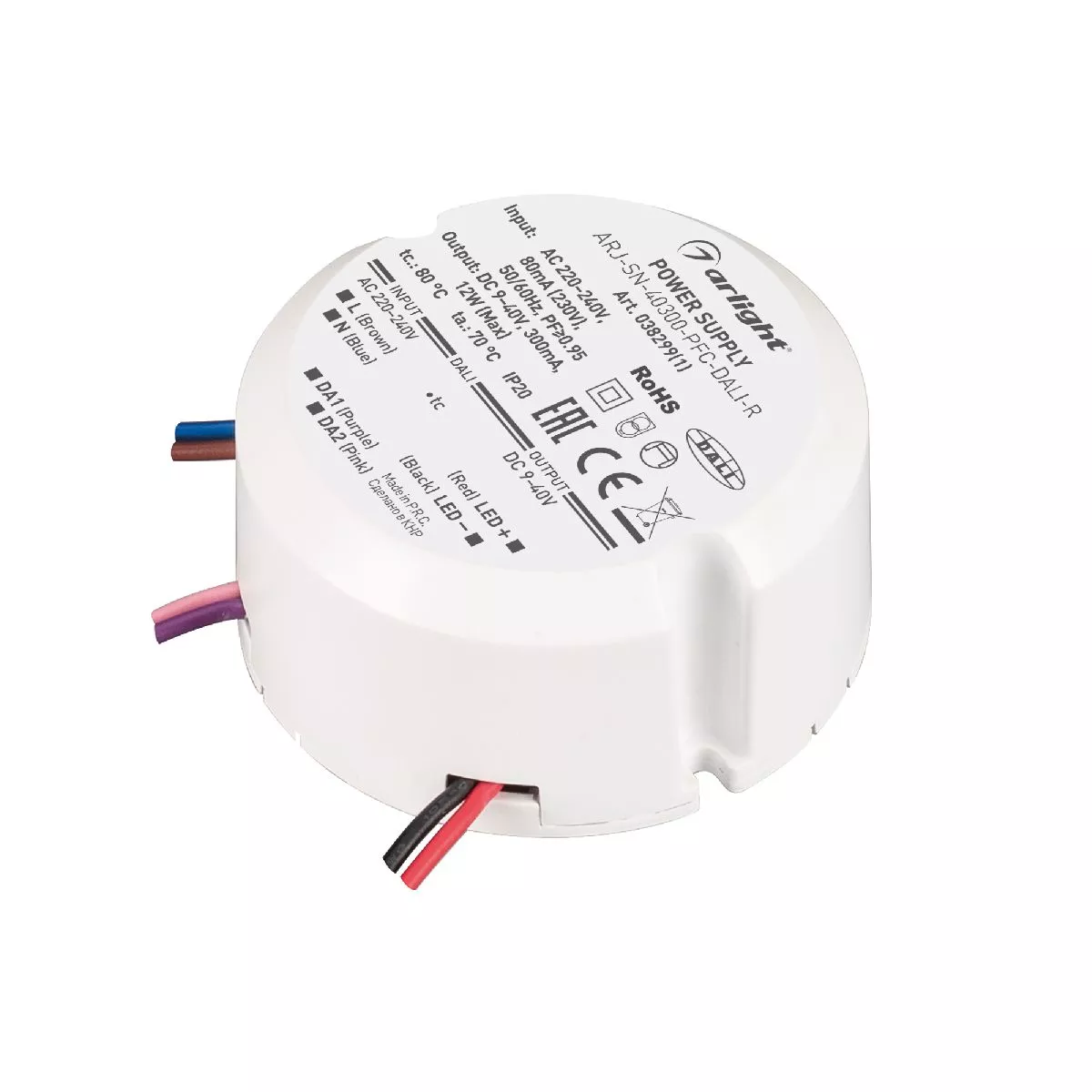 

Блок питания Arlight ARJ-SN-40300-PFC-DALI-R (12W, 9-40V, 0.3A) 038299(1)