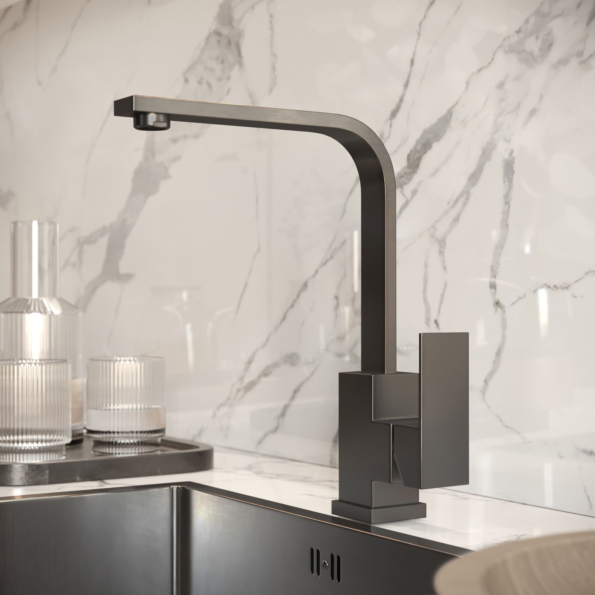 

Смеситель для кухни Domaci Равенна DM-051122-GM вороненая сталь