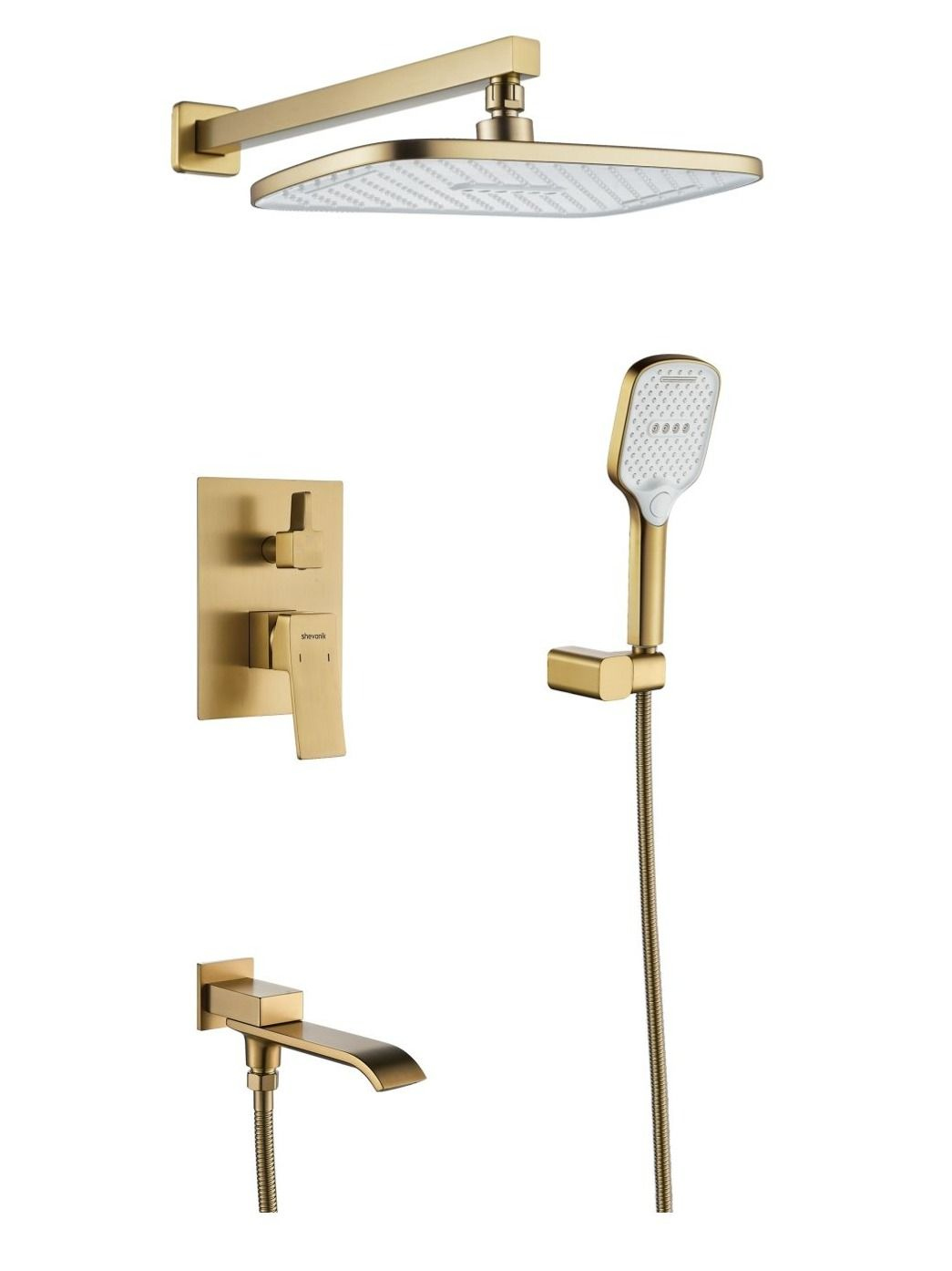 

Душевая система встраиваемая Shevanik S4035G, золотой сатин