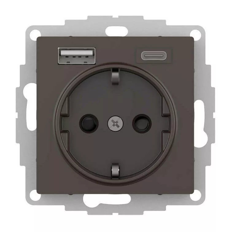 

Розетка 16А с USB A+C (5В/2,4А/3 А, 2х5В/1,5А), мех Systeme Electric AtlasDesign Мокко ATN000632
