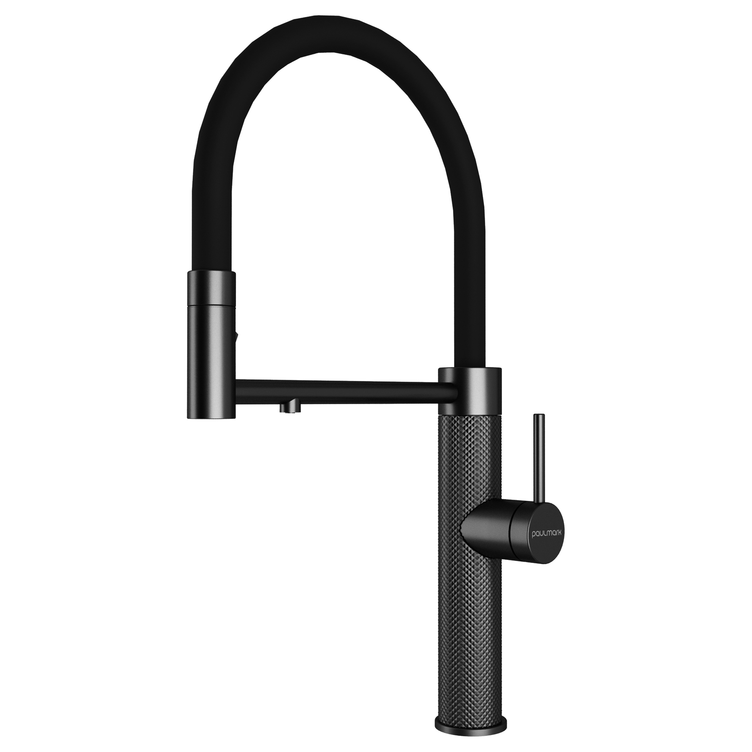 

Смеситель для кухни Paulmark Ganymede Diamond Gd613199-GM с гибким изливом, вороненая сталь
