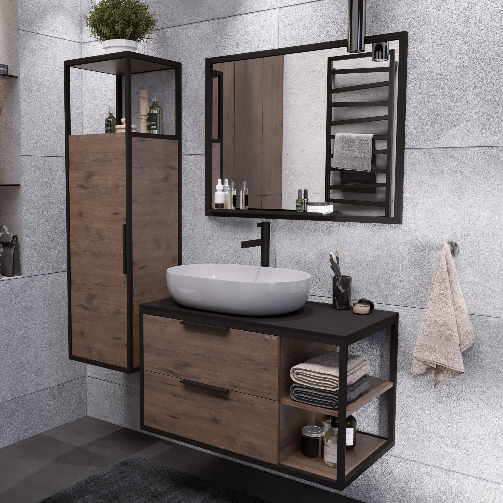 

Мебель для ванной комнаты Grossman Лофт 90 веллингтон, раковина GR-3015