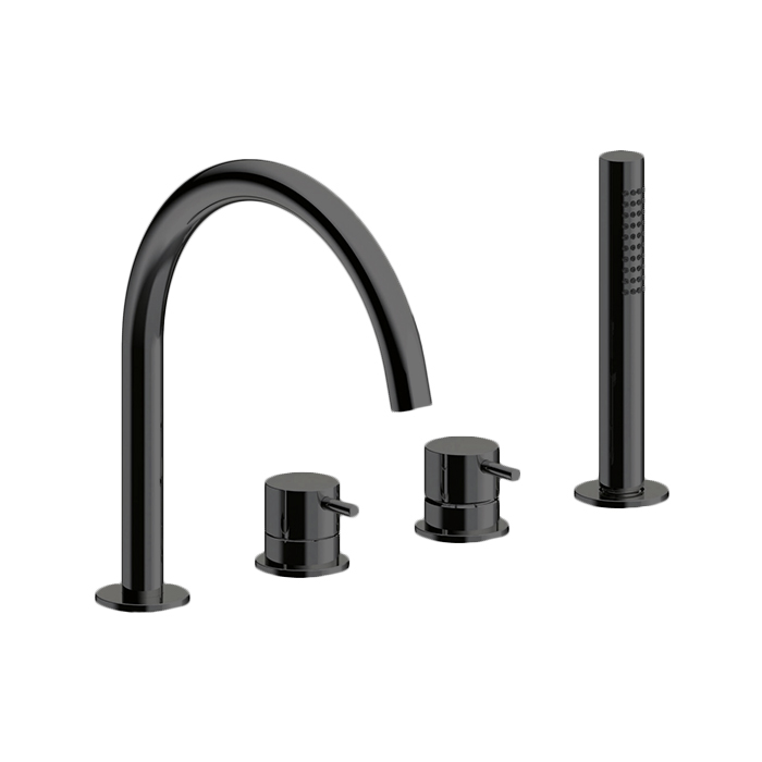 ALMAR Wash basin Смеситель на борт ванны на 4 отверстия с выдвижным ручным душем латуньBrushed PVD Absolute Black 160113₽