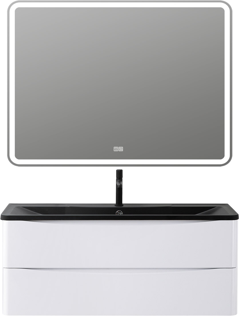 

Мебель для ванной комнаты BelBagno Acqua 120 подвесная, bianco lucido, черная матовая раковина