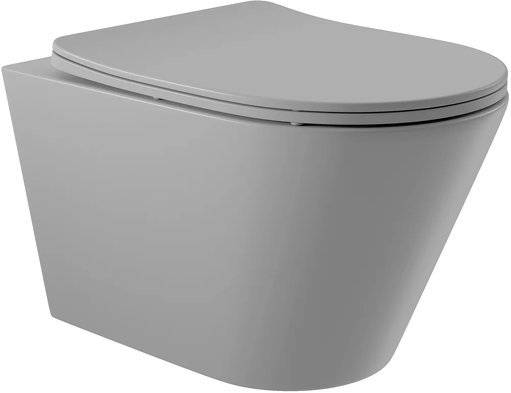Унитаз подвесной Aqueduto Cone с сиденьем микролифт серый матовый