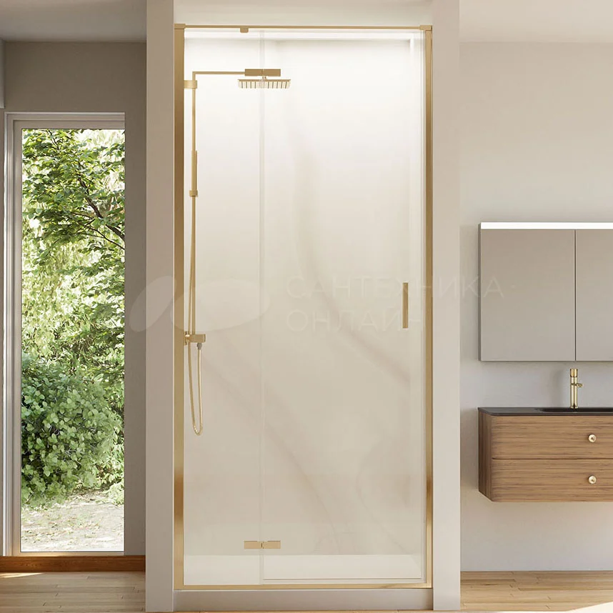 

Душевая дверь в нишу Veconi Vianno VN-73G 80 см, профиль брашированное золото, стекло прозрачное