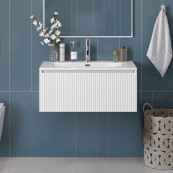 

Тумба под раковину без столешницы BelBagno Uno 80 подвесная, 1 ящик, bianco opaco