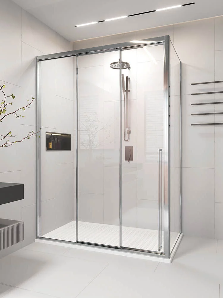 Душевой уголок Veconi Premium Prato 300 SP CH-L 100х100, профиль матовый хром, стекло прозрачное