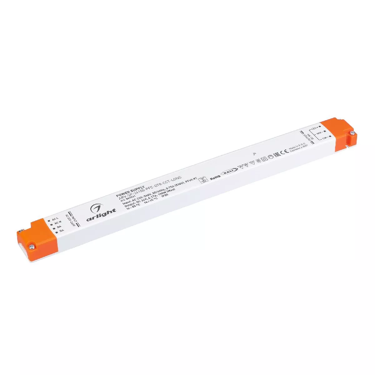 

Блок питания Arlight ARV-SP-24100-PFC-DT8-CCT-LONG (24V, 4.16A, 100W) 047031