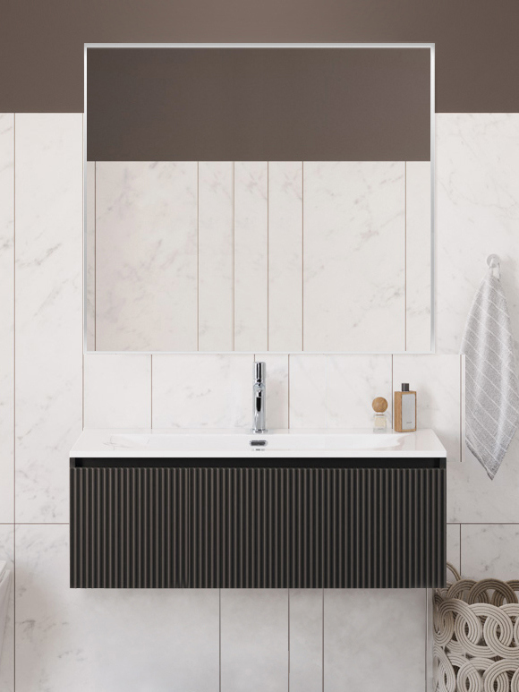 

Мебель для ванной комнаты BelBagno Uno 100 подвесная, 1 ящик, матовая темно-серая