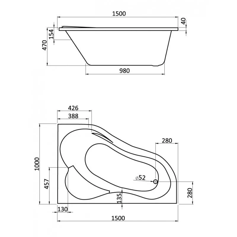 Акриловая ванна Santek Ибица 150x100 см (1.WH11.2.035), цвет белый 1WH112035 - фото 1