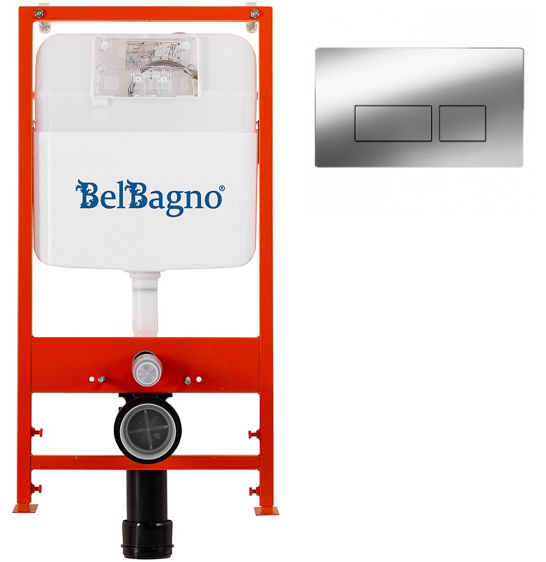 Система инсталляции для унитазов BelBagno с кнопкой смыва хром