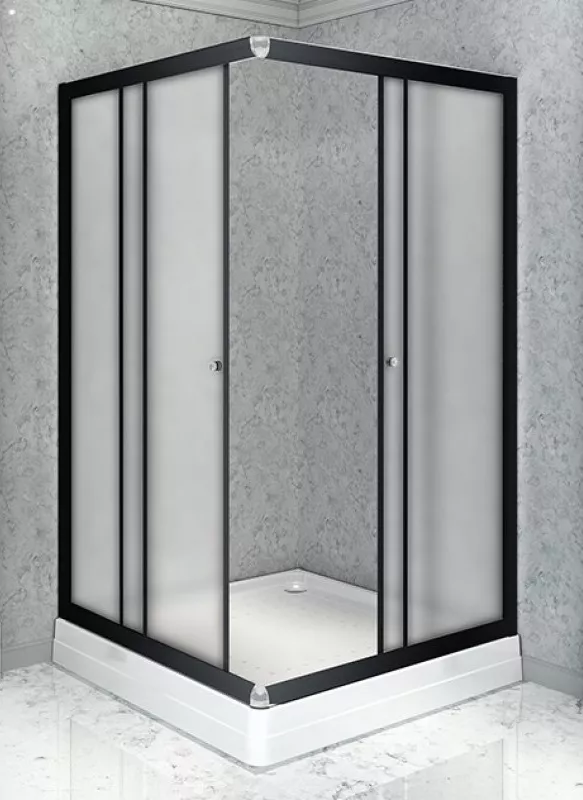 Душевой уголок Radomir Дрим 110х110 профиль черный стекло матовое с низким поддоном