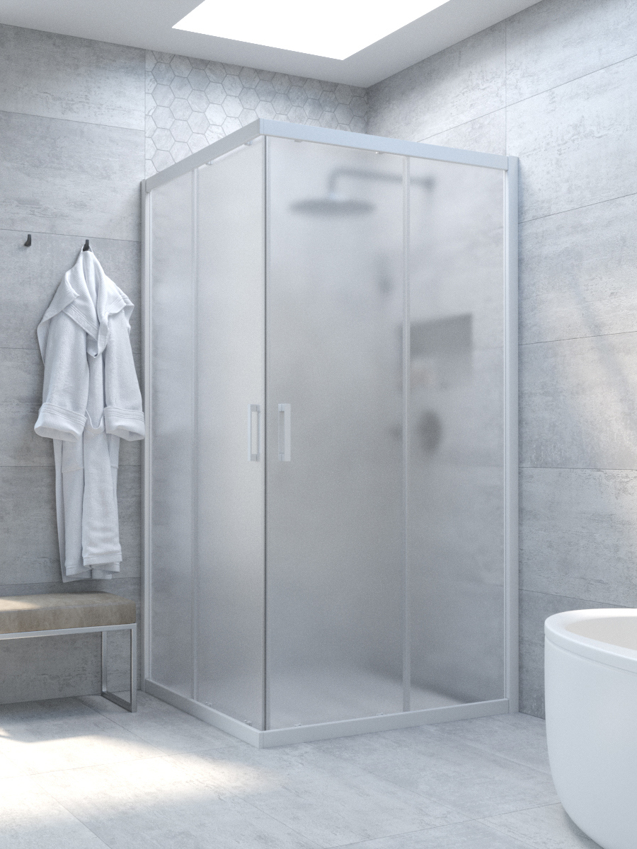 

Душевой уголок Vegas Glass Za Novo h2000 100 01 10 профиль глянцевый белый, стекло сатин