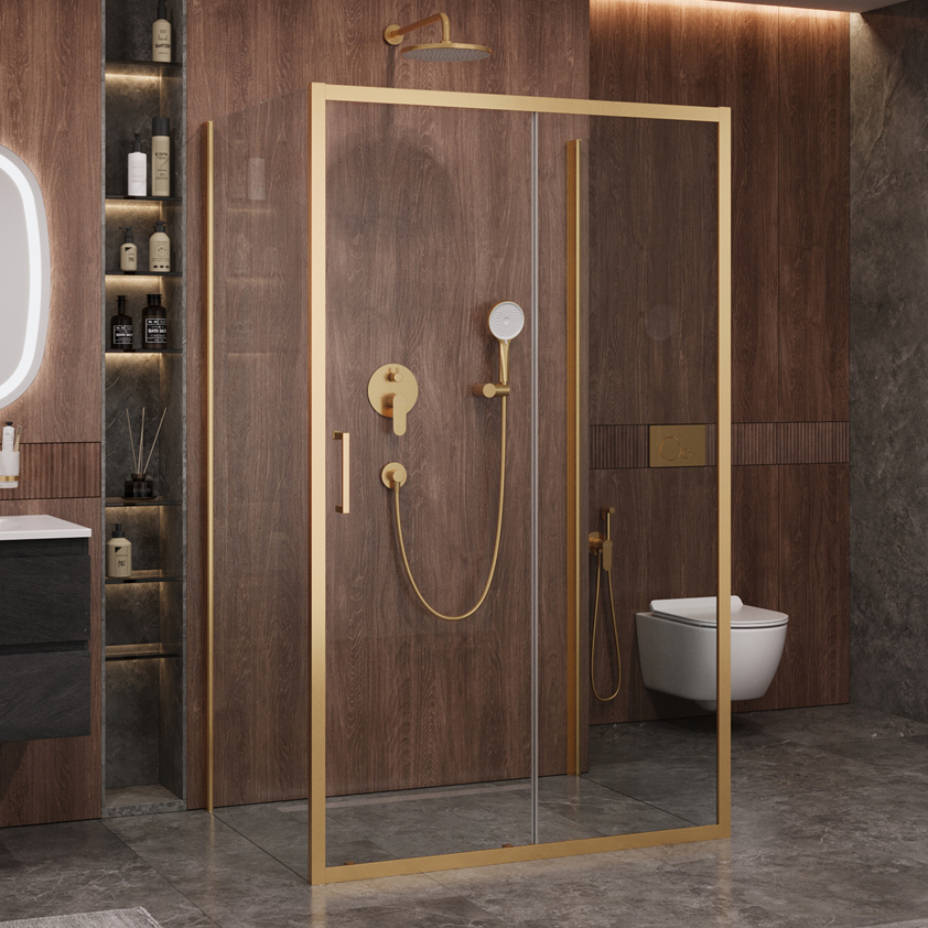 

Душевой уголок Cezares Molveno AH 12 120+90 C BORO IV 120х90 см, профиль брашированное золото, стекло прозрачное