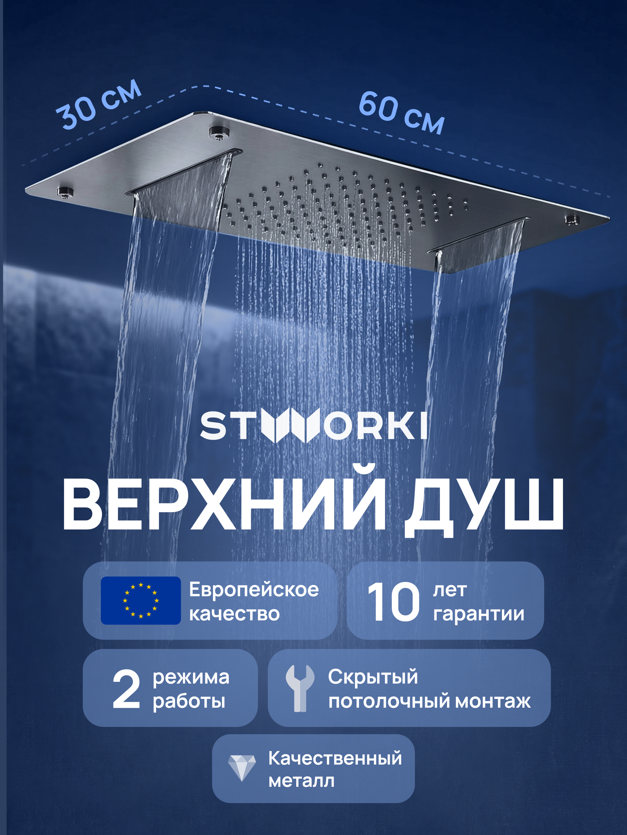 Верхний душ STWORKI STUDIO S512692GB вороненая сталь 38452₽