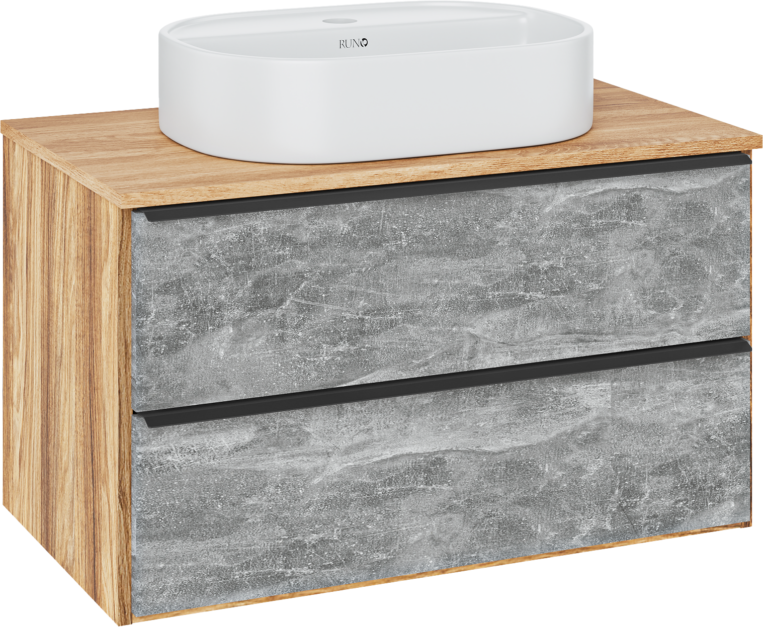 

Тумба с раковиной Runo Мальта 85 подвесная, дуб, серая, раковина Nuovo 50