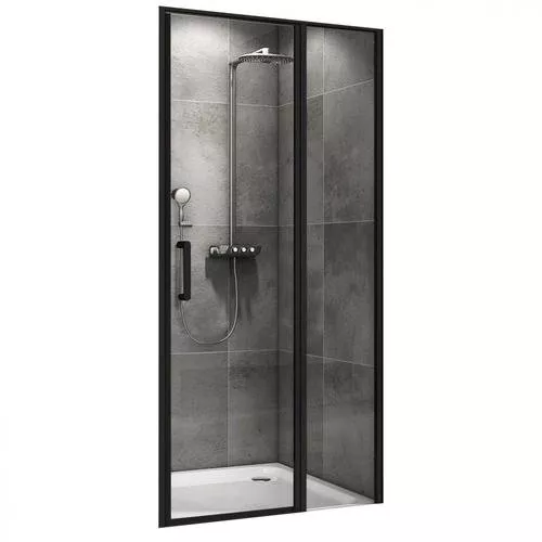 Душевые двери распашные Душевая дверь Abber Sonnenstrand 120 AG04120BS черная матовая, стекло прозрачное
