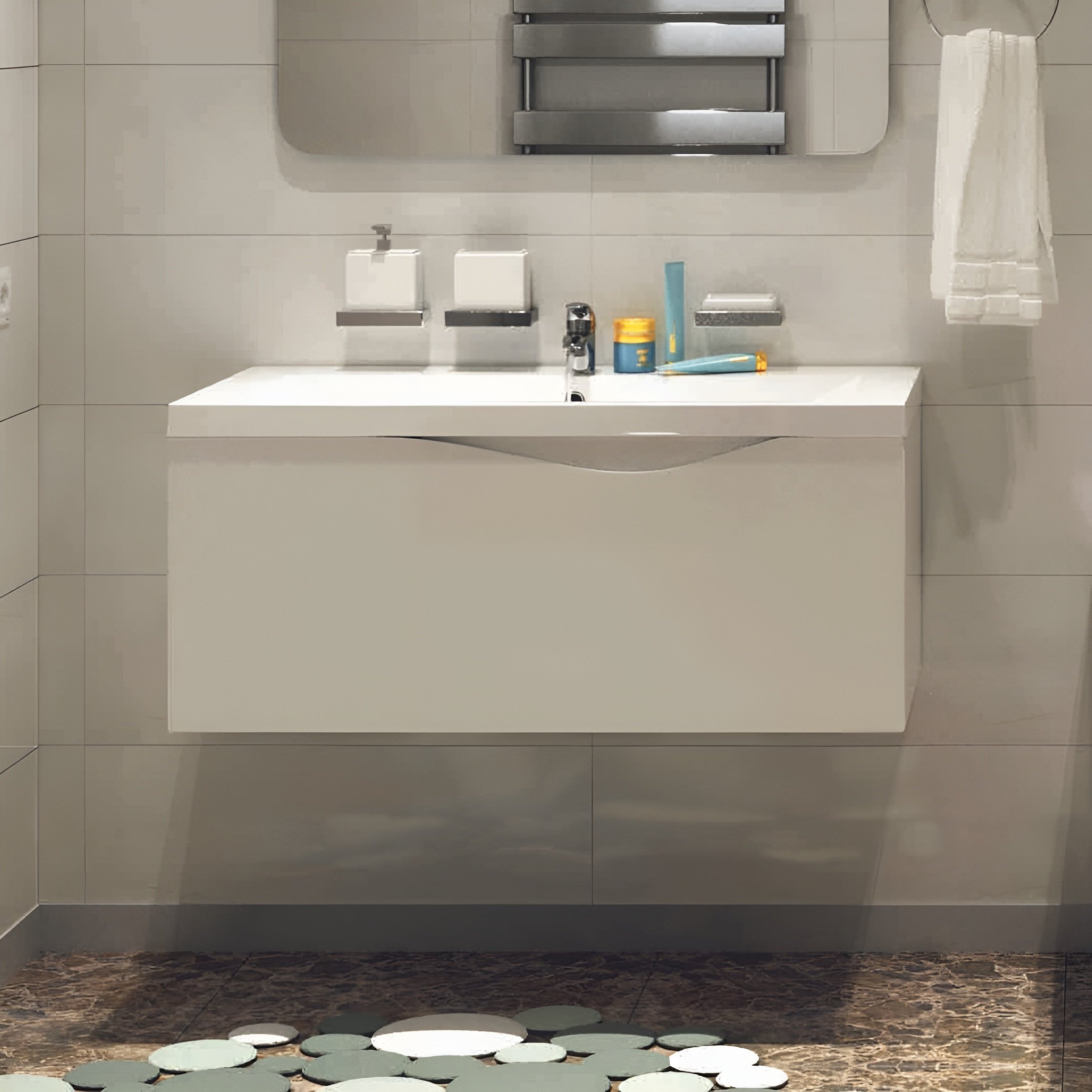 

Тумба под раковину без столешницы 1MarKa Этюд 58П белый глянец