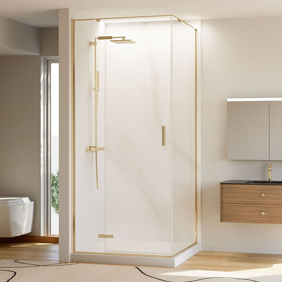 

Душевой уголок Veconi Rovigo RV-073G 90х90 см, профиль брашированное золото, стекло прозрачное