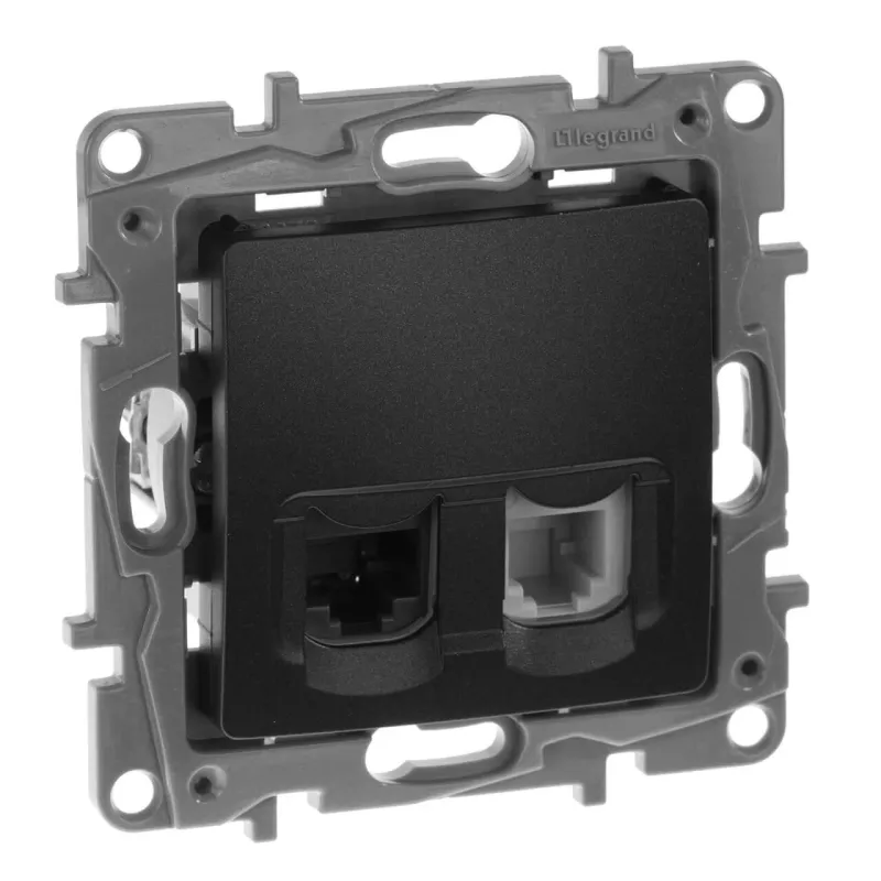 

Розетка комбинированная RJ11+RJ45 Legrand Etika 5 кат UTP антрацит 672652