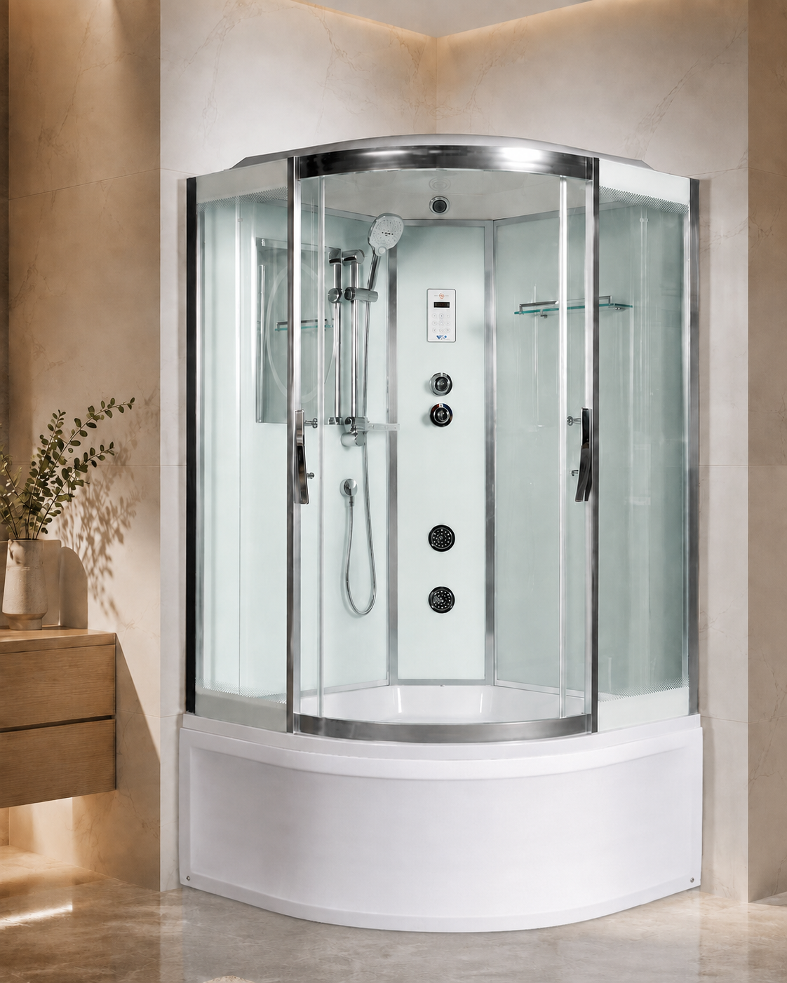 Душевая кабина WeltWasser WW500 Emmer 11055 110x110 10000003288 профиль хром, стекло прозрачное