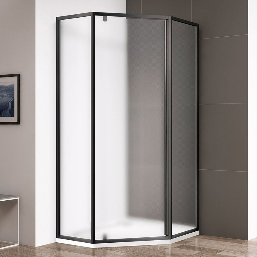 

Душевой уголок Cezares Eco O-P-1 90х90, профиль матовый черный, стекло матовое