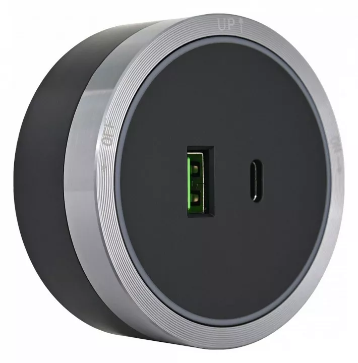 Электротовары Розетка USB и type C на треке Arte Milano Am-track-sockets 380066TS LED/USB-Type-C Grey
