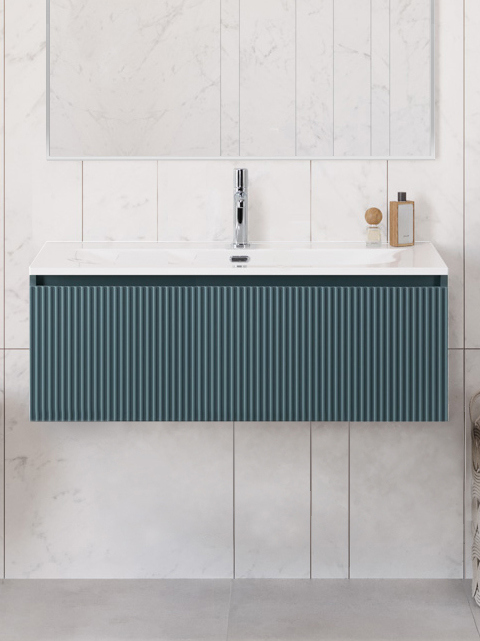 

Тумба с раковиной BelBagno Uno 100 подвесная, 1 ящик, матовая голубая