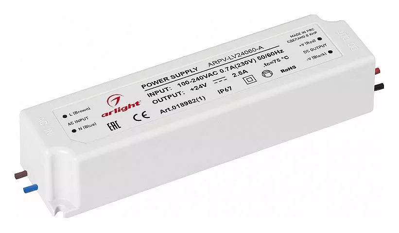 

Блок питания Arlight ARPV-LV24060-A 24V 60W IP67 2,5A 018982(1)