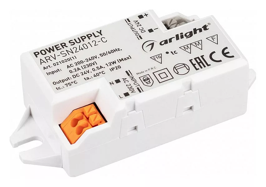 

Блок питания Arlight ARV-SN24012-C 24V 12W IP20 0,5A 021020(1)