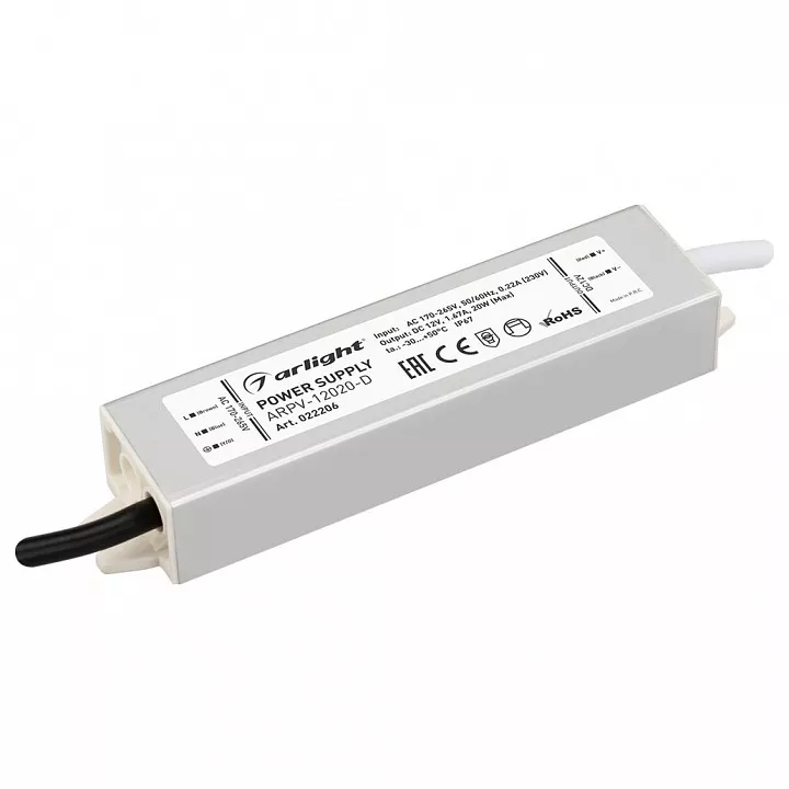 

Блок питания Arlight ARPV-12020-D 12V 20W IP67 1,7A 022206