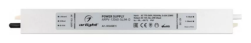 

Блок питания Arlight ARPV-12060-Slim-D 12V 60W IP67 5A 022458(1)