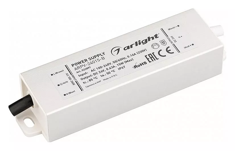 

Блок питания Arlight ARPV-15-B 24V 15W IP67 0,63A 022897