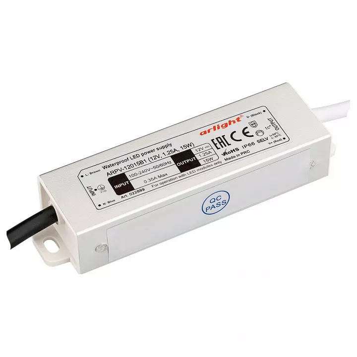 

Блок питания Arlight ARPV-15-B 12V 15W IP67 1,25A 022899