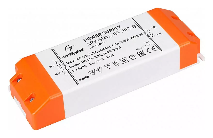 

Блок питания Arlight ARV-SN12100-PFC-B 12V 100W IP20 8,3A 022993