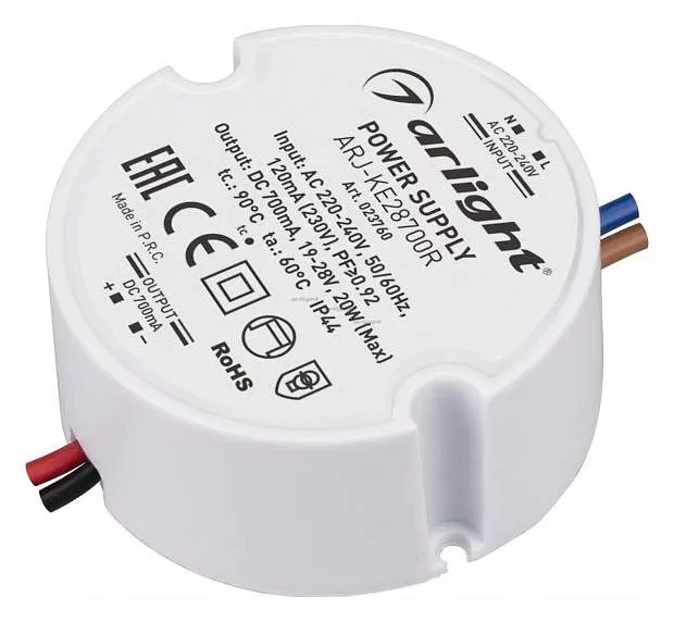 

Драйвер Arlight ARJ-KE28700R 19-28V 20W IP44 0,7A 023760