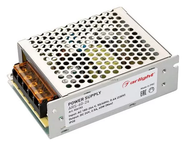 

Блок питания Arlight ARS-60 24V 60W IP20 2,5A 026153