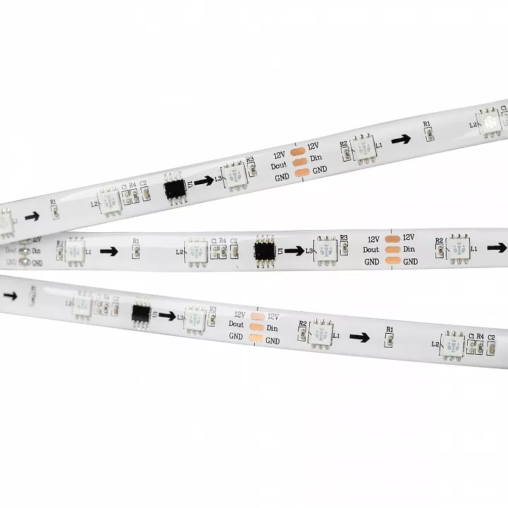 

Светодиодная влагозащищенная лента Arlight 7,2W/m 30LED/m 5060SMD разноцветная 5M SPI-SE-B30-10mm 12V RGB-PX3 026369(2)