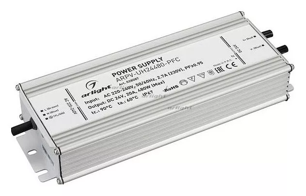 

Блок питания Arlight ARPV-UH24480-PFC 24V 480W IP67 20A 028087