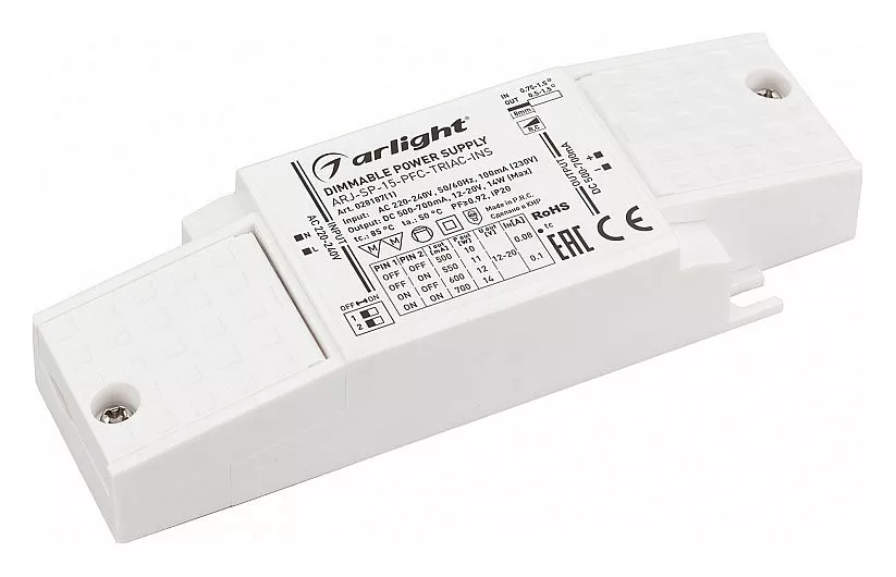 

Драйвер Arlight ARJ-SP-15-PFC-Triac-INS 12-20V 14W IP20 0,5-0,7A 028187(1)